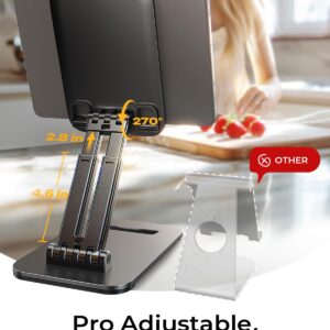 LISEN Tablet Stand for iPad Stand Holder Desk, Foldable iPad Pro Holder Portable Monitor Stand Travel Accessories, Office Desk Accessories for Kitchen 2024 iPad Mini 7 Kindle iPhone 4-15.9" Black