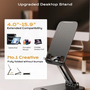 LISEN Tablet Stand for iPad Stand Holder Desk, Foldable iPad Pro Holder Portable Monitor Stand Travel Accessories, Office Desk Accessories for Kitchen 2024 iPad Mini 7 Kindle iPhone 4-15.9" Black