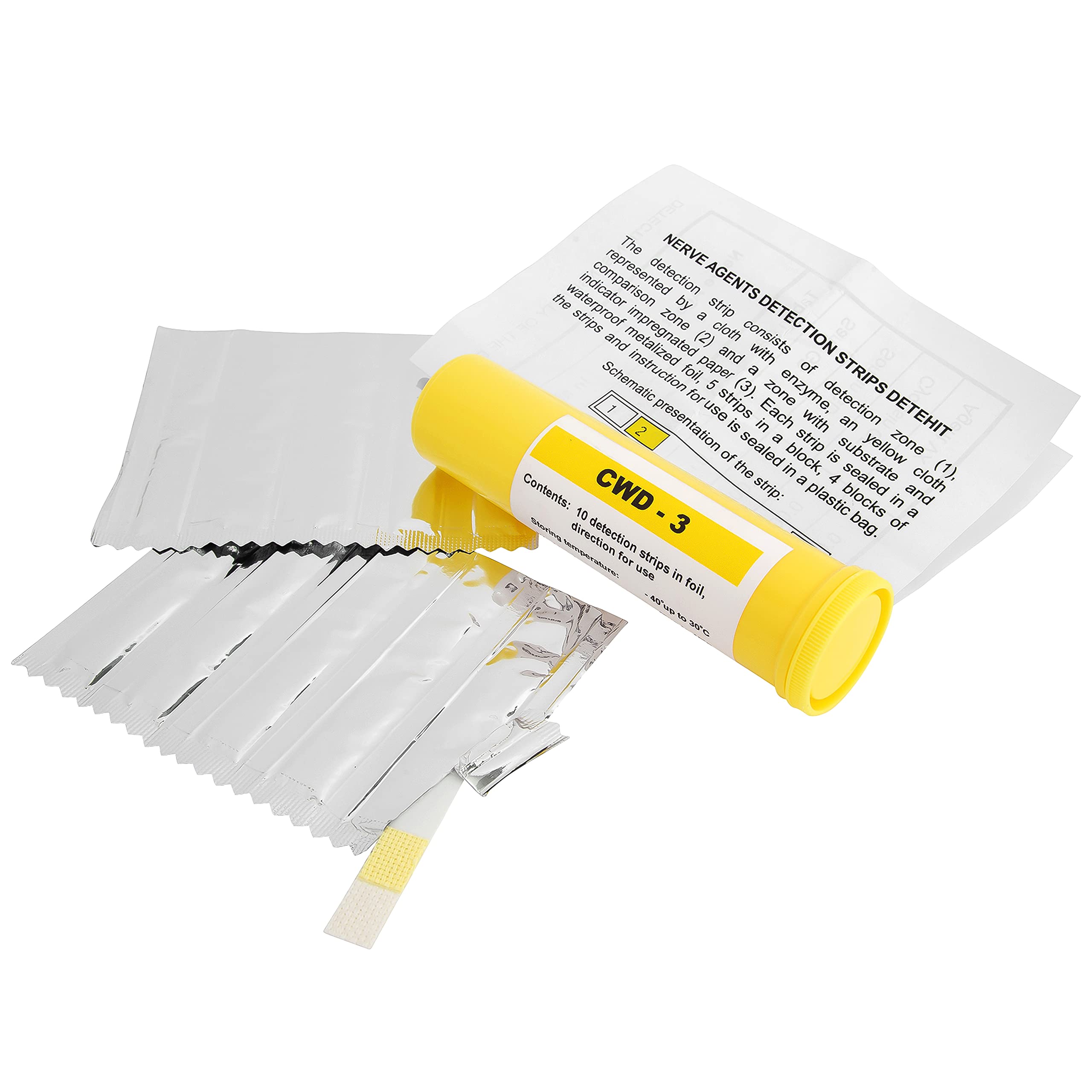 MIRA Safety DETEHIT CWD-3 CBRN Testing Paper for Various Chemical Warfare Agents | 10 Detection Strips to Identify G Agents (Sarin, Soman, tabun) and V Agents (VX Gas)