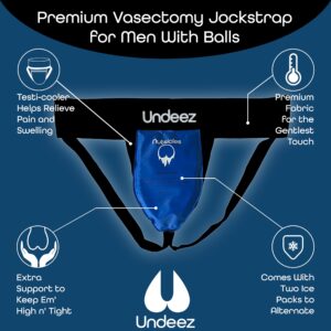 Undeez Vasectomy Jockstrap Underwear - With 2-Custom Fit Ice Packs and Snug Jockstrap For Testicular Support & Pain Relief (as1, alpha, l, regular, regular) Black