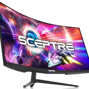 Sceptre 34-Inch Curved Ultrawide WQHD Monitor 3440 x 1440 R1500 up to 165Hz DisplayPort x2 99% sRGB 1ms Picture by Picture, Machine Black 2023 (C345B-QUT168)