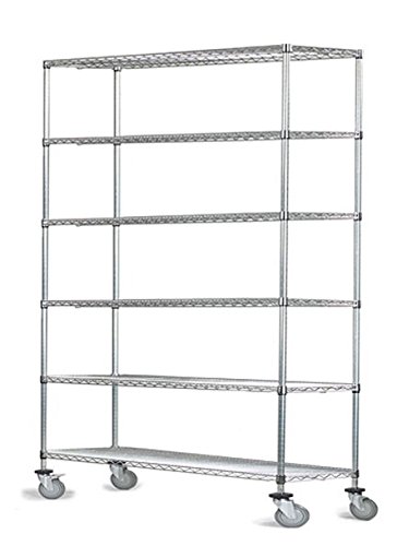 Omega 12" Deep x 60" Wide x 80" High 6 Tier Gray Wire Shelf Truck with 1200 lb Capacity