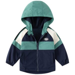 baby boys girls hooded water-resistant windbreaker jacket zipper coats fleece lined windproof lightweight outerwear (green,90/18-24 m,unisex,big kid,us,age,18 months,24 months)