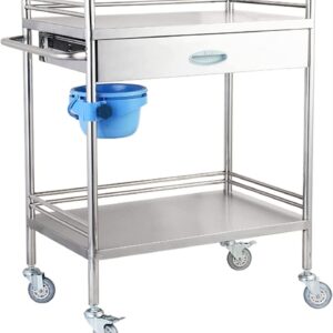 Laboratory Trolley, Thick Stainless Steel Multi-Layer Tool Storage Rack Cart with Drawers and Universal Wheels, Catering Service Cart, Suitable for Clinic Dentistry, Hotel Restaurant ( Size : 2-Layer