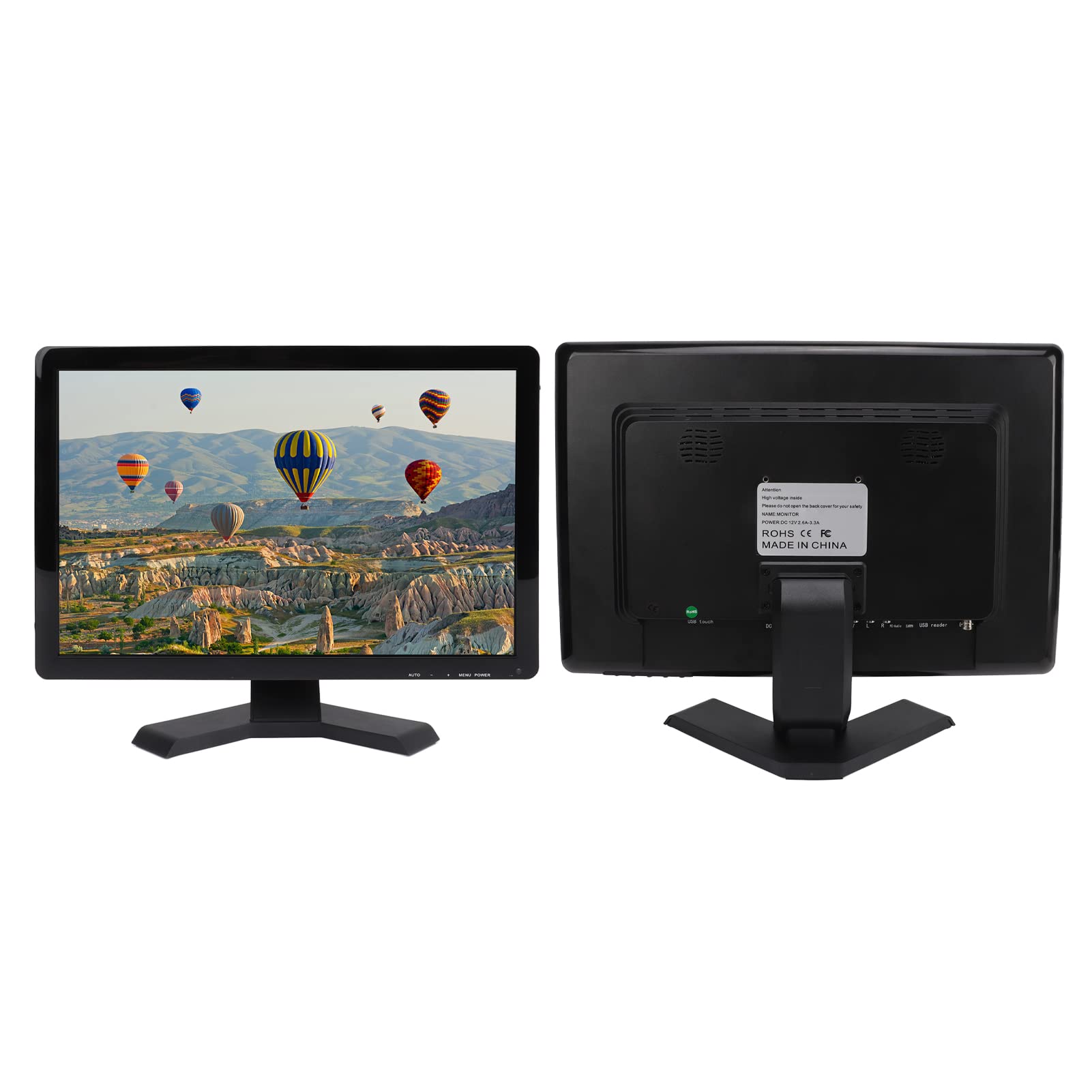 CCYLEZ 19in Computer Monitor, 16X10 Capacitive Touch Screen HD 1080P Color Gaming Display with VGA, HDMI, AV, BNC, USB, DC Input Interface, 300nits Brightness, for Travel, Home