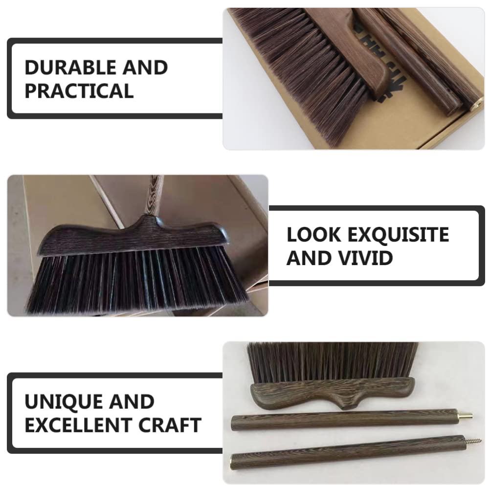 Zerodeko Vintage Trash Clean Broom Indoor Broom Portable Cleaning Brush Garbage Sweeping Broom Escobas para Barrer Piso Handle Cleaning Broom Garden Furniture Easy to Carry Wooden Office