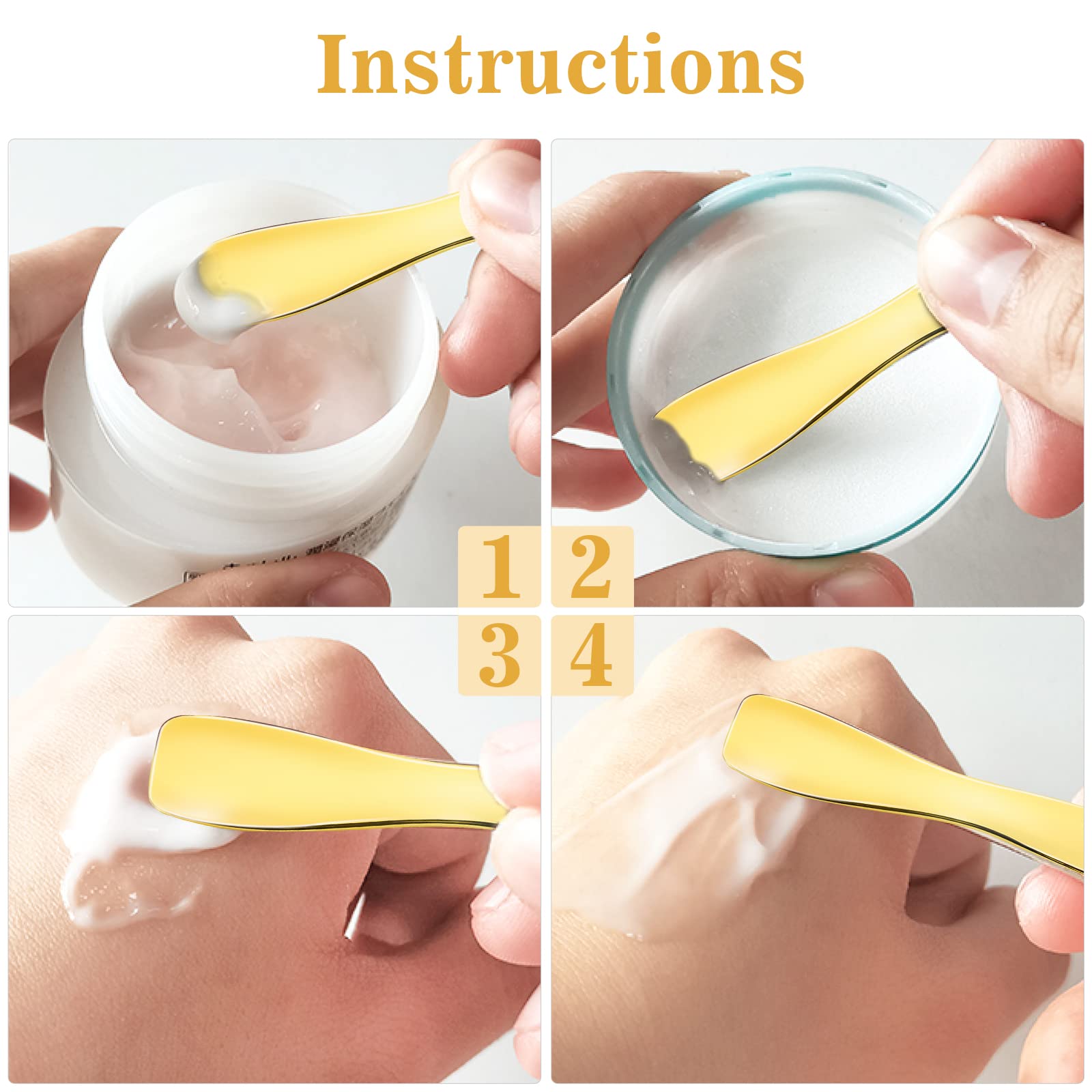 WLLHYF 3 PCS Metal Cosmetic Spoon Skincare Spatula Stick Applicator Beauty Spa Mini Spoon Skin Care Facial Cream Mask Scoop Makeup Tools for Facial DIY Mask Mixing