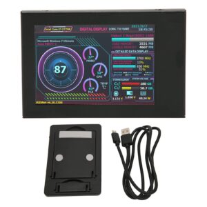 3.5in IPS USB Mini Screen, Customizable Screen Layout, Support, Linux, Windows, Real Time Full Visibility of Your Host Status, Computer Temp Monitor