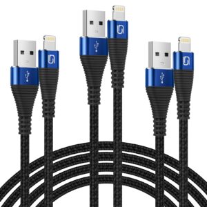 3pack iphone charger 6ft/6ft/3ft [apple mfi certified] usb a to lightning cable fast charging cord braided compatible with iphone 14 13 12 11 pro max mini/xs/xr/8 7 plus 6s/se ipad/ipod/airpods