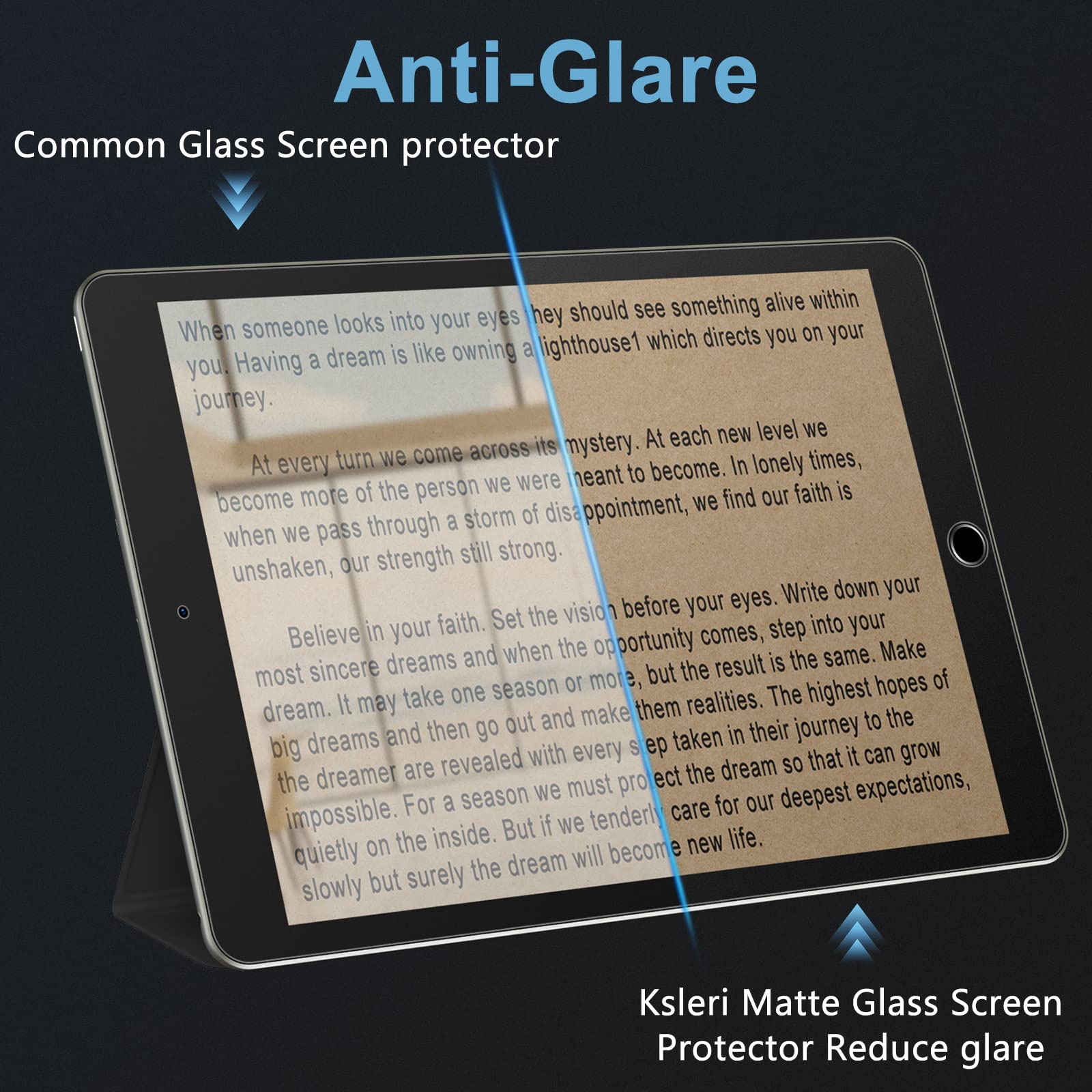 Ksleri [2 Pack Matte Glass Screen Protector for iPad 10.2 inch(2021/2020/2019 Model, 9th/8th/7th Generation) Anti-Glare Anti-Fingerprint Tempered Glass Film with Alignment Frame