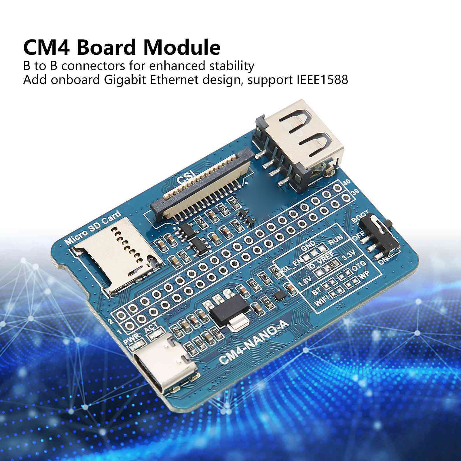 Mini Base Board Compute Module 4, Supports IEEE1588, Quad Core Cortex A72 64 bit Processor, B to B Connector, PCLE Interface, CM4 Ultra Mini Expansion Board