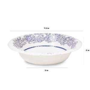 DHG PROFESSIONAL Pack of 42 Counts Beautifully Designed Blue Floral Paper Bowls - Luxury Disposable Tableware for any Occasion (20oz Bowl)