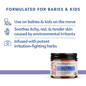 Motherlove Baby Body Care—Diaper Balm (2 oz) and Baby Hand & Knee Balm (1 oz)—Herbal Remedies for your Baby—USDA Organic & Cruelty Free