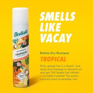 Batiste Dry Shampoo, Tropical Fragrance, Refresh Hair and Absorb Oil Between Washes, Waterless Shampoo for Added Hair Texture and Body, 5.71 oz Dry Shampoo Bottle