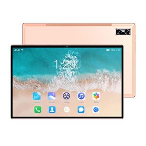 Qinlorgo 10 Inch Tablet, 5G WiFi Dual Band Octa Core Processor 10 Inch IPS Screen Tablet PC for Home (Gold)