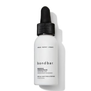 bondbar bonding concentrate, visibly increases shine and minimizes flyaways, heat protectant up to 450 degrees, repairs, vegan, cruelty-free, 1 fl. oz.