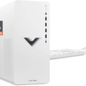 HP Victus 15L Gaming Desktop PC 2022 Newest, AMD Ryzen 5 5600G Processor, 8GB RAM, 512GB SSD, AMD RX6400 Graphics, Wi-Fi, Bluetooth, Ceramic White, Windows 11 Home, Bundle with Cefesfy