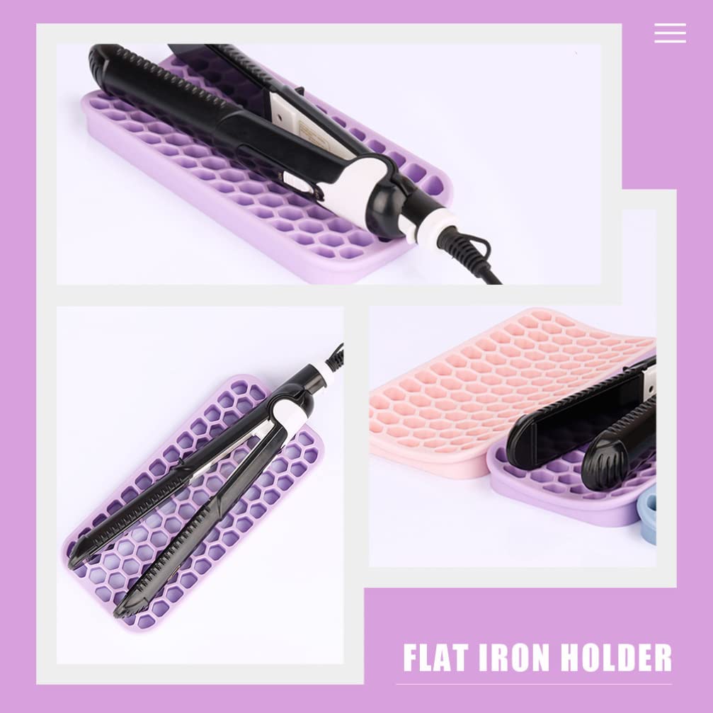 2pcs Hairdressing Potholder Counter Hair Tool Holder Silicone Mat for Hair Tools Counter Curling Wand Holder Flat Iron Holder Silicone Hair Tool Holder Curling Wand Mat