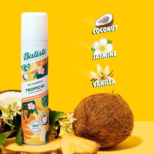 Batiste Dry Shampoo, Tropical Fragrance, Refresh Hair and Absorb Oil Between Washes, Waterless Shampoo for Added Hair Texture and Body, 5.71 oz Dry Shampoo Bottle