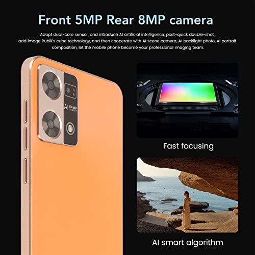 Cell Phone, Smartphone 5MP Front 8MP Rear Camera 100V to 240V for Playing Games (US Plug)