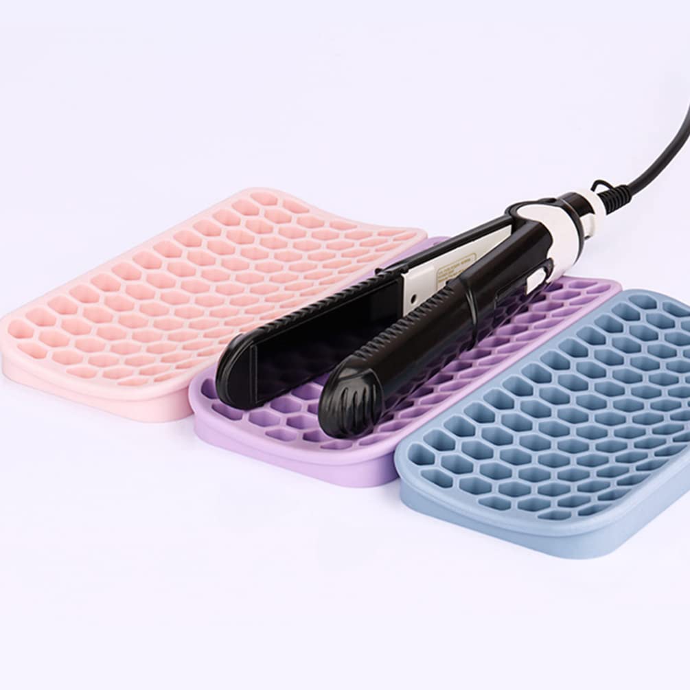 2pcs Hairdressing Potholder Counter Hair Tool Holder Silicone Mat for Hair Tools Counter Curling Wand Holder Flat Iron Holder Silicone Hair Tool Holder Curling Wand Mat