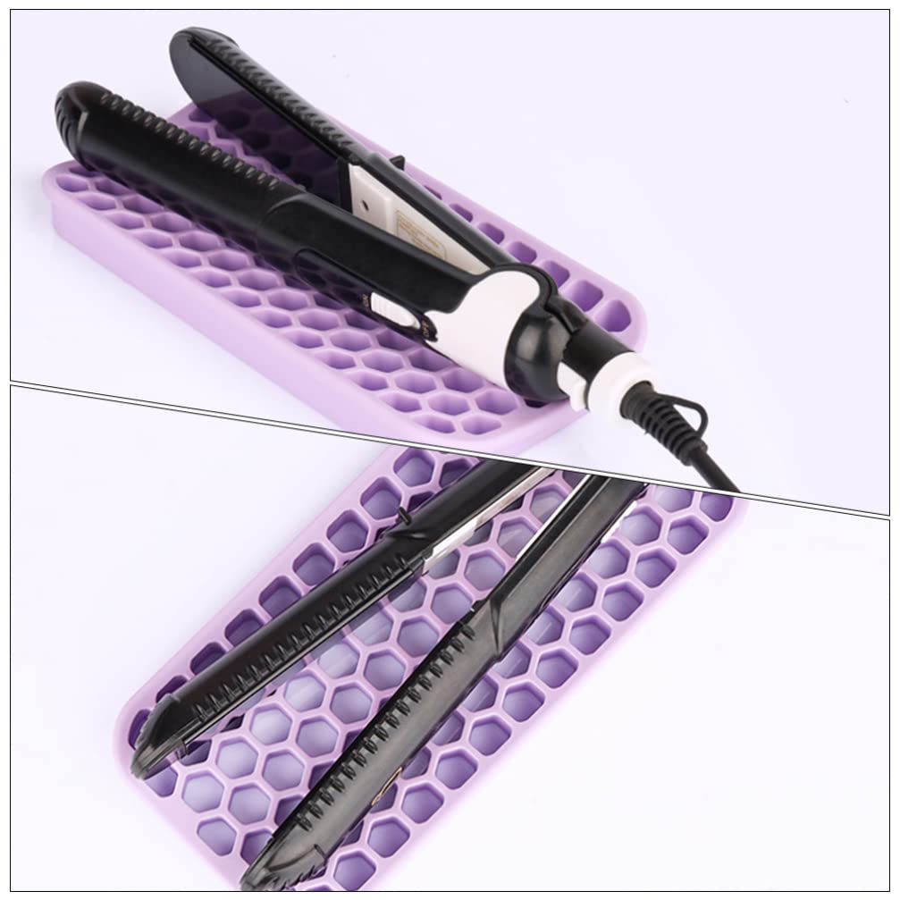 2pcs Hairdressing Potholder Counter Hair Tool Holder Silicone Mat for Hair Tools Counter Curling Wand Holder Flat Iron Holder Silicone Hair Tool Holder Curling Wand Mat