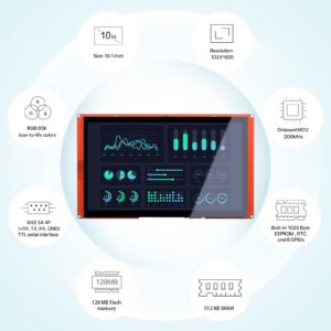 Nextion 10.1″ Intelligent Series HMI Display NX1060P101-011C-I Capacitive LCD-TFT Touch Screen 1024 * 600, Widely Used in Vehicle HMI, 3D Printer, Support Video Audio Animation Play Functions.