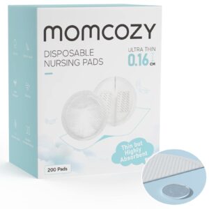 momcozy ultra-thin disposable nursing pads, ultra-absorbent and breathable portable breast pads, make the breasts light and unburdened, with reinforced adhesive, individually packaged (200 count)