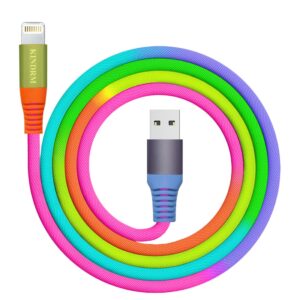 kindrm iphone charger cable, [apple mfi certified] 6ft colorful gradual usb a to lightning charger cable nylon braided fast charging data cord for iphone 14 13 12 11 pro max xr xs x 8 7 6 plus more