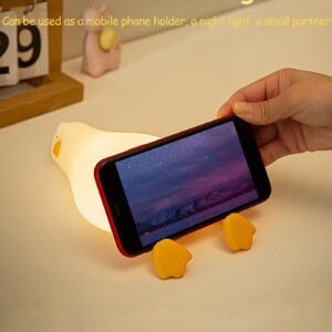 Zendure LED Lying Flat Duck Night Light, Cute Light Up Duck, Silicone Dimmable Nightlight, Rechargeable Bedside Touch Lamp for Breastfeeding Toddler Baby Kids Room Decor Gift