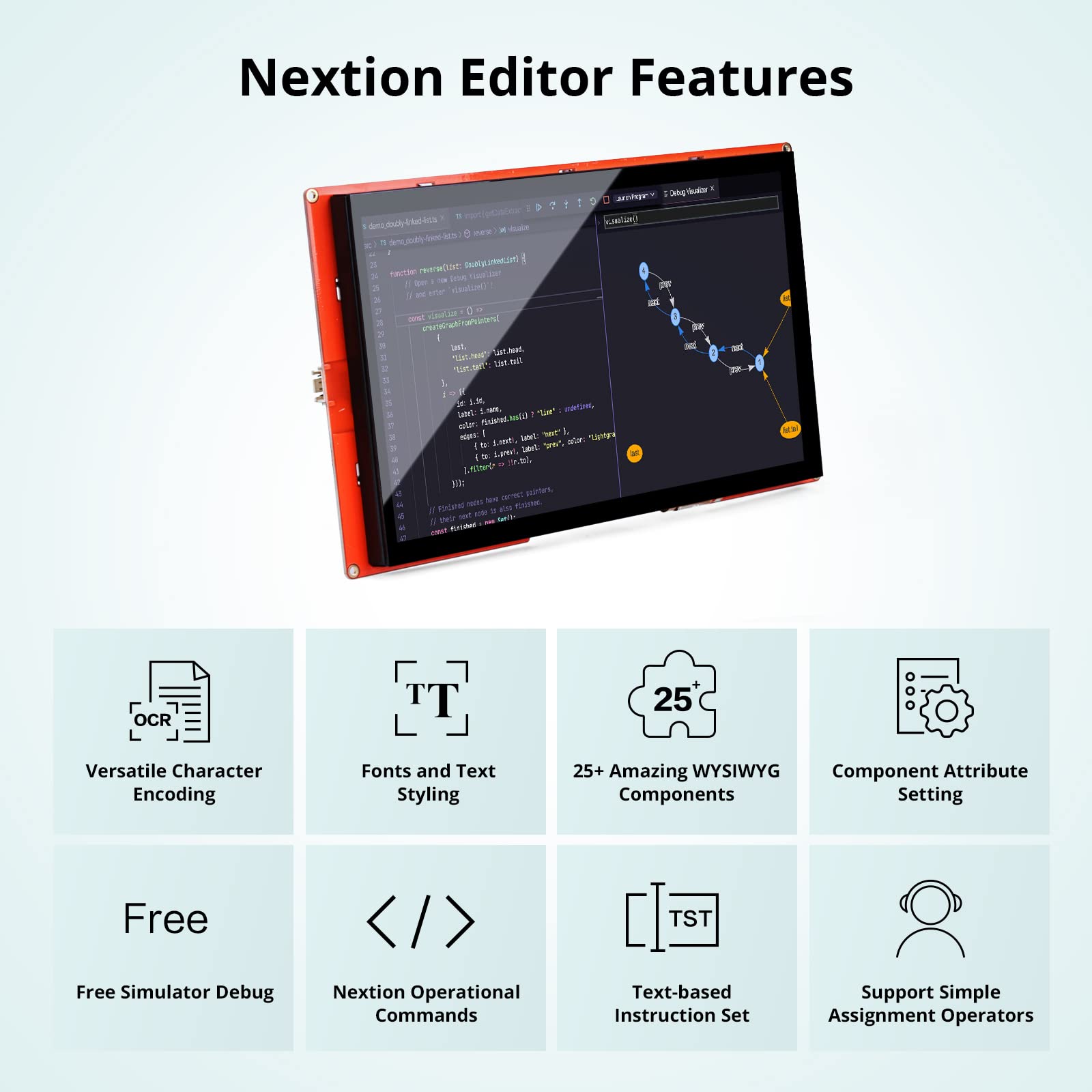 Nextion 10.1″ Intelligent Series HMI Display NX1060P101-011C-I Capacitive LCD-TFT Touch Screen 1024 * 600, Widely Used in Vehicle HMI, 3D Printer, Support Video Audio Animation Play Functions.