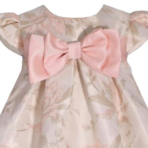 Bonnie Jean Girls 3M-4T Bow Front Pleated Trapeze Special Occasion Dress (Pink Lotus, 3-6M)