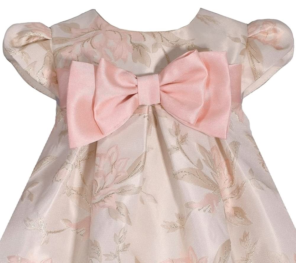 Bonnie Jean Girls 3M-4T Bow Front Pleated Trapeze Special Occasion Dress (Pink Lotus, 3-6M)