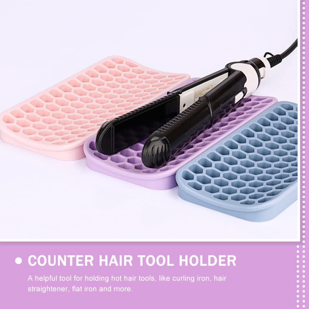 2pcs Hairdressing Potholder Counter Hair Tool Holder Silicone Mat for Hair Tools Counter Curling Wand Holder Flat Iron Holder Silicone Hair Tool Holder Curling Wand Mat