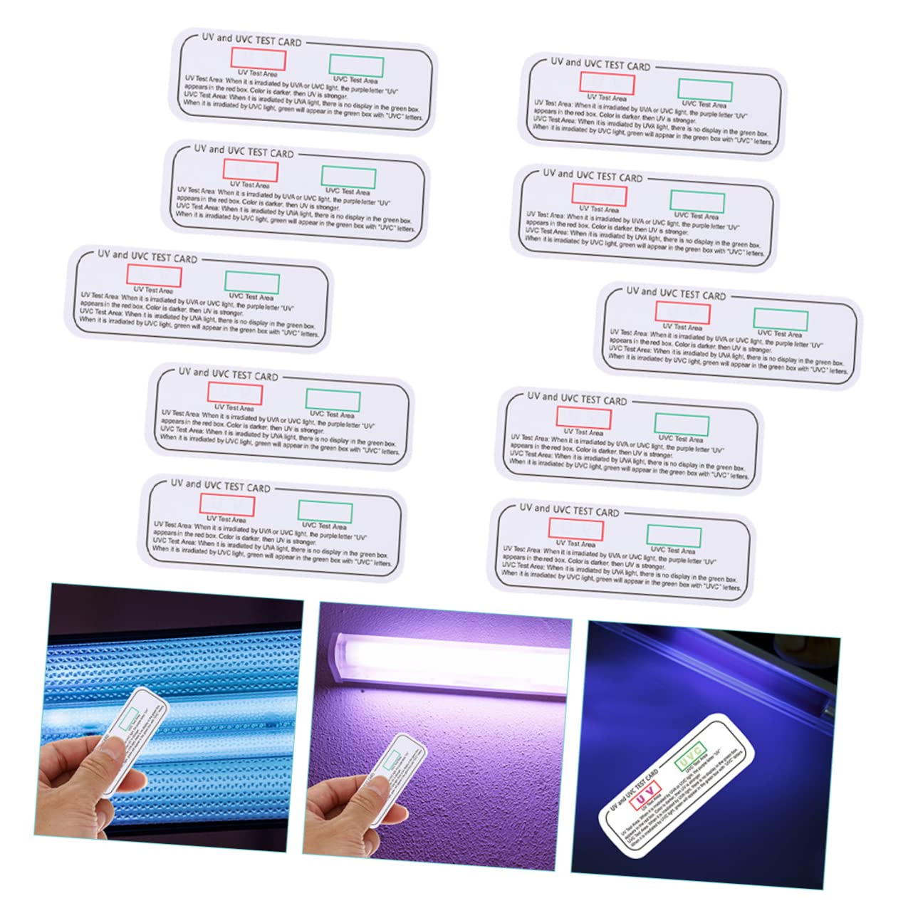 UPKOCH 10pcs Uva Light Uvb Wavelength Accessory Uvc Use Test Indicator Testing Cards Card Reusable Reading Daily Lab Identifying Led Lights Kitchen for Cabinet Tableware