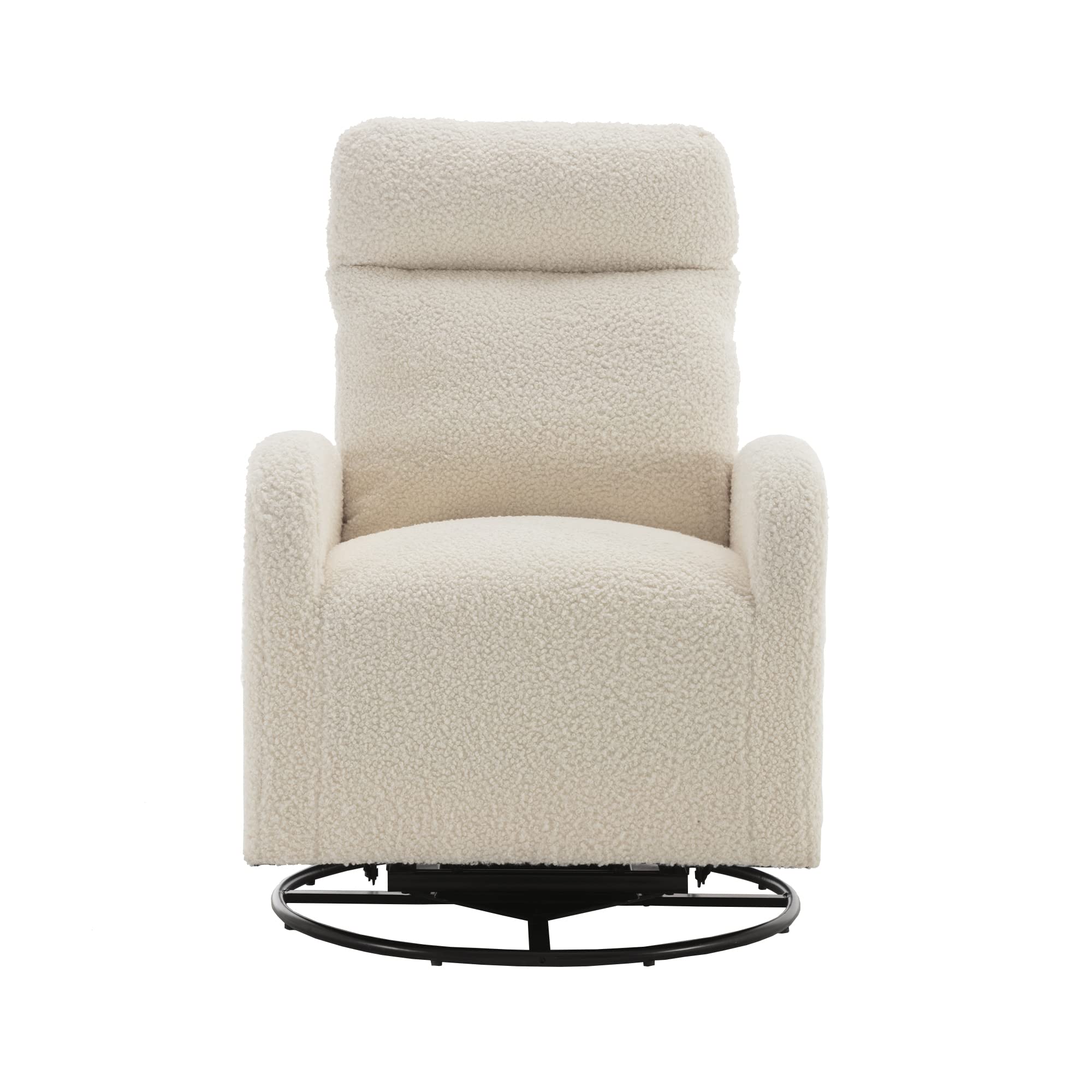 HomSof Swivel Glider Rocker Recliner, White Teddy Rocking Chair for Nursery, Modern Lounge Chair for Living Room