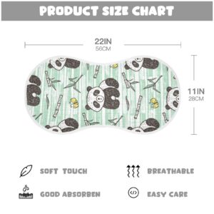 YYZZH Panda Butterfly Green Stripe Muslin Burp Cloths for Baby 4 Pack 100% Cotton Baby Washcloths Bibs for Boy Girl