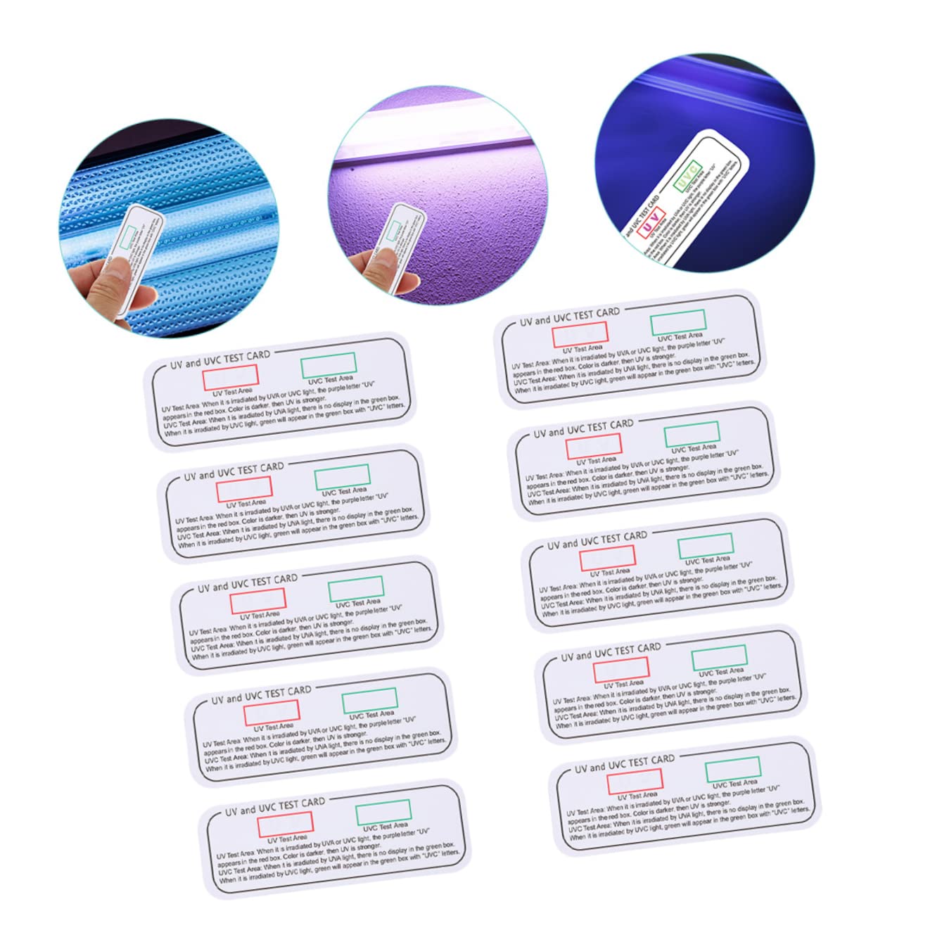 UPKOCH 10pcs Uva Light Uvb Wavelength Accessory Uvc Use Test Indicator Testing Cards Card Reusable Reading Daily Lab Identifying Led Lights Kitchen for Cabinet Tableware