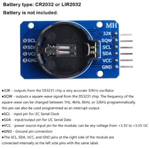 Wishiot DS3231 AT24C32 IIC RTC Real Time Clock Module for Arduino Nano Raspberry Pi Mega2560 Leonardo(2Pcs)