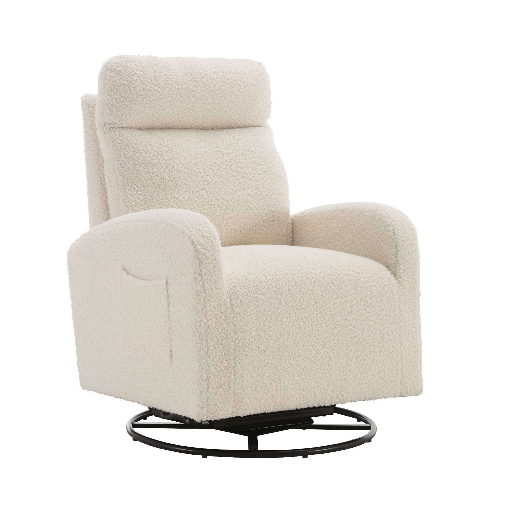 HomSof Swivel Glider Rocker Recliner, White Teddy Rocking Chair for Nursery, Modern Lounge Chair for Living Room