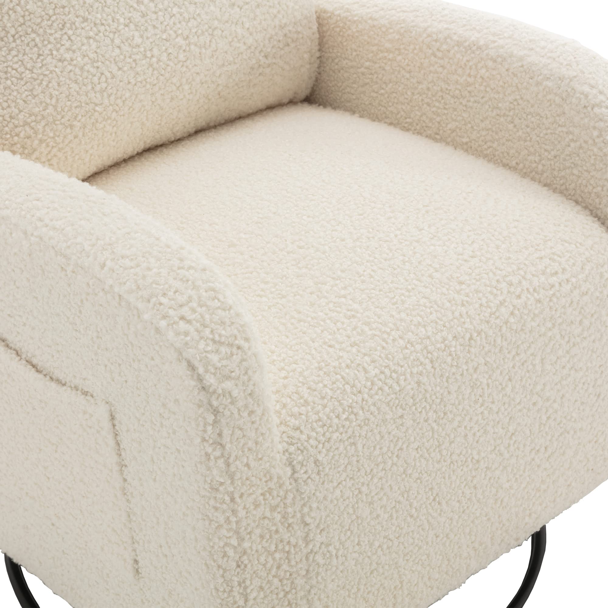 HomSof Swivel Glider Rocker Recliner, White Teddy Rocking Chair for Nursery, Modern Lounge Chair for Living Room