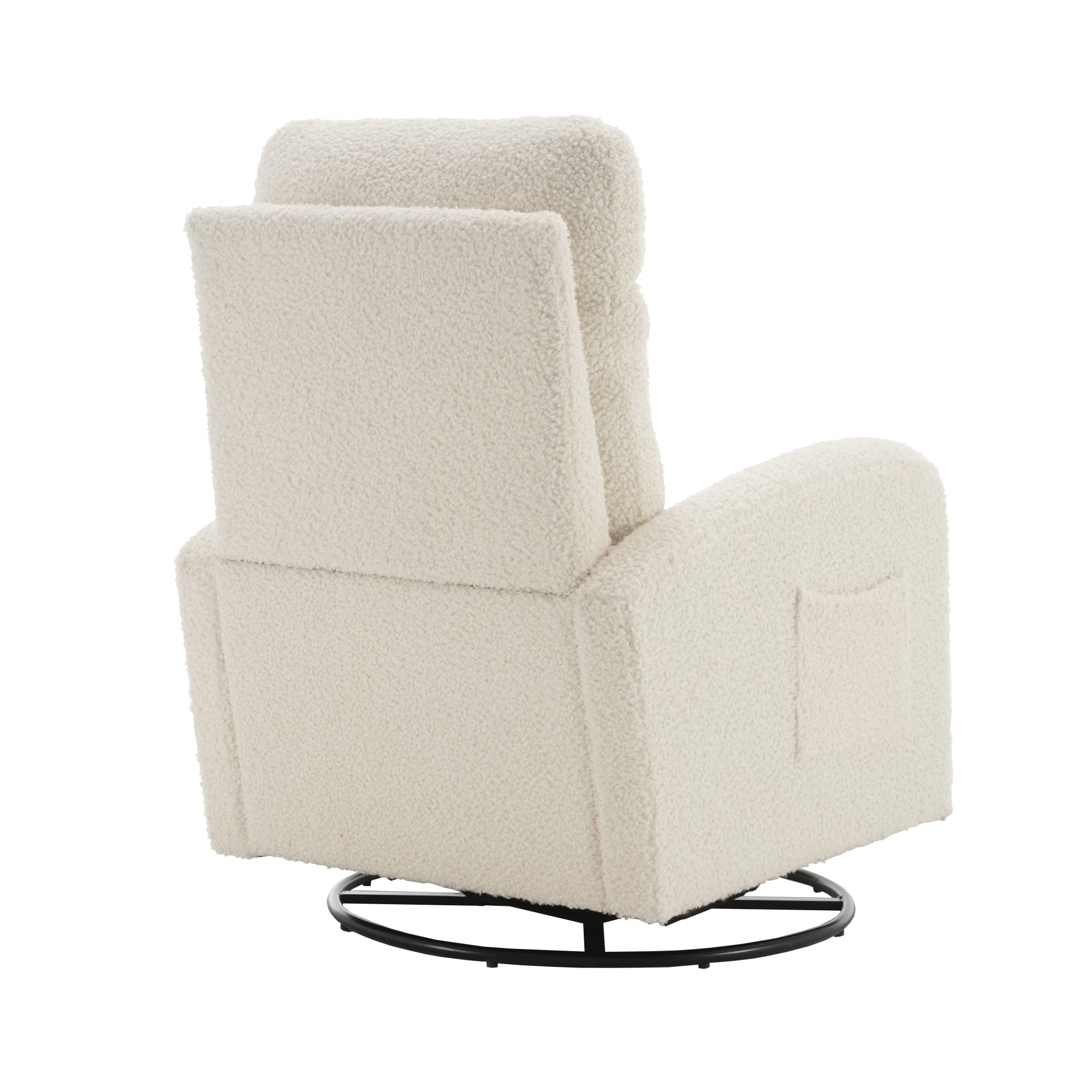 HomSof Swivel Glider Rocker Recliner, White Teddy Rocking Chair for Nursery, Modern Lounge Chair for Living Room