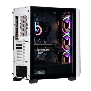 Velztorm White Pilum CTO Gaming Desktop PC Liquid-Cooled (AMD Ryzen 7 5700X 8-Core, GeForce RTX 3080 10GB, 16GB DDR4, 1TB PCIe SSD + 2TB HDD (3.5), RGB Fans, 750W PSU, AC WiFi, BT 5.0, Win11Home)