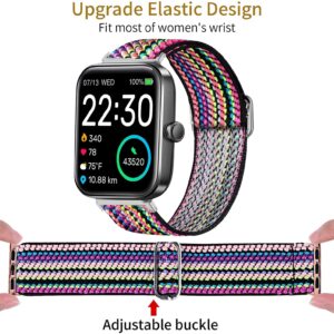 Lamshaw Stretch Elastics Nylon Adjustable Replacement Strap Accessories Compatible for SKG V7 Smart Watch/TOZO S2 44mm Watch/Boean ID207 Watch/GGZZ ID207 1.69"/Dirrelo Smart Watches ID207/Fitpolo