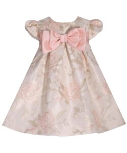 bonnie jean girls 3m-4t bow front pleated trapeze special occasion dress (pink lotus, 3-6m)