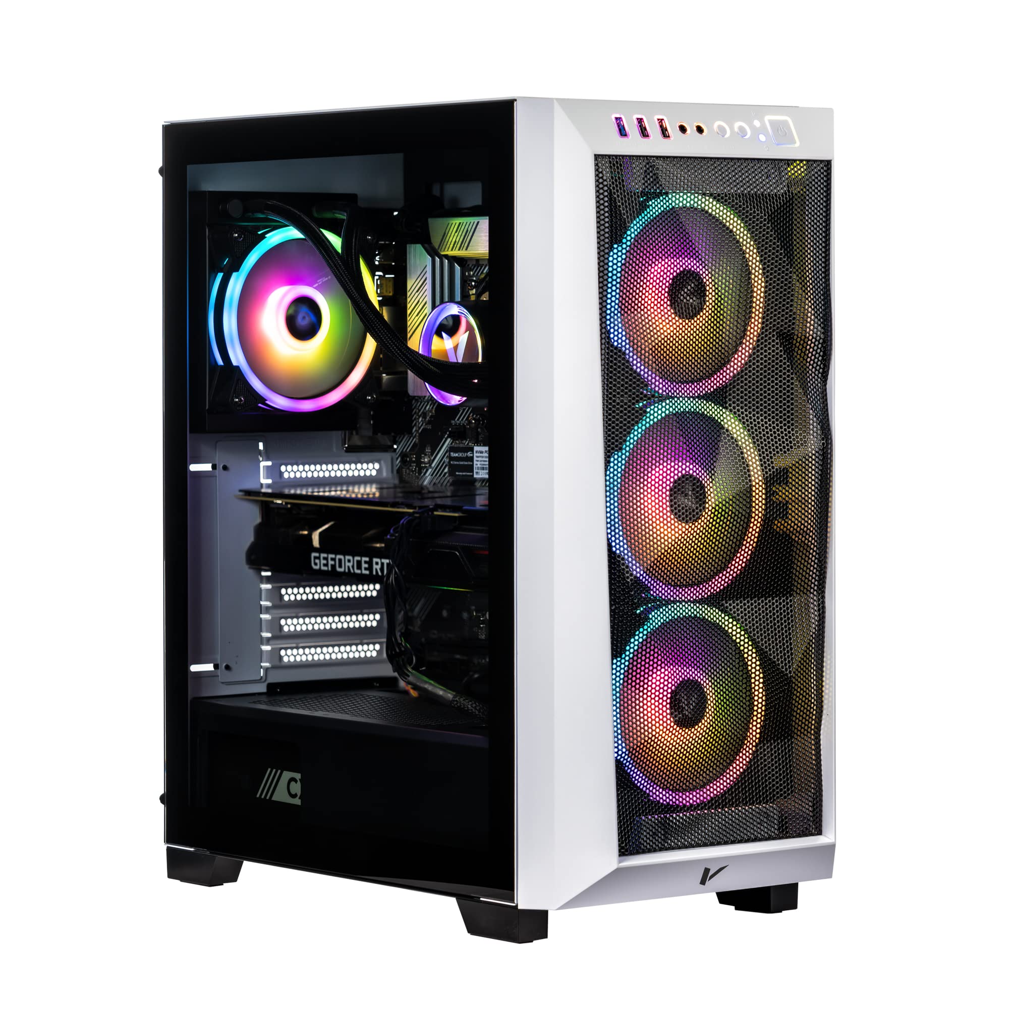 Velztorm White Pilum CTO Gaming Desktop PC Liquid-Cooled (AMD Ryzen 7 5700X 8-Core, GeForce RTX 3080 10GB, 16GB DDR4, 1TB PCIe SSD + 2TB HDD (3.5), RGB Fans, 750W PSU, AC WiFi, BT 5.0, Win11Home)