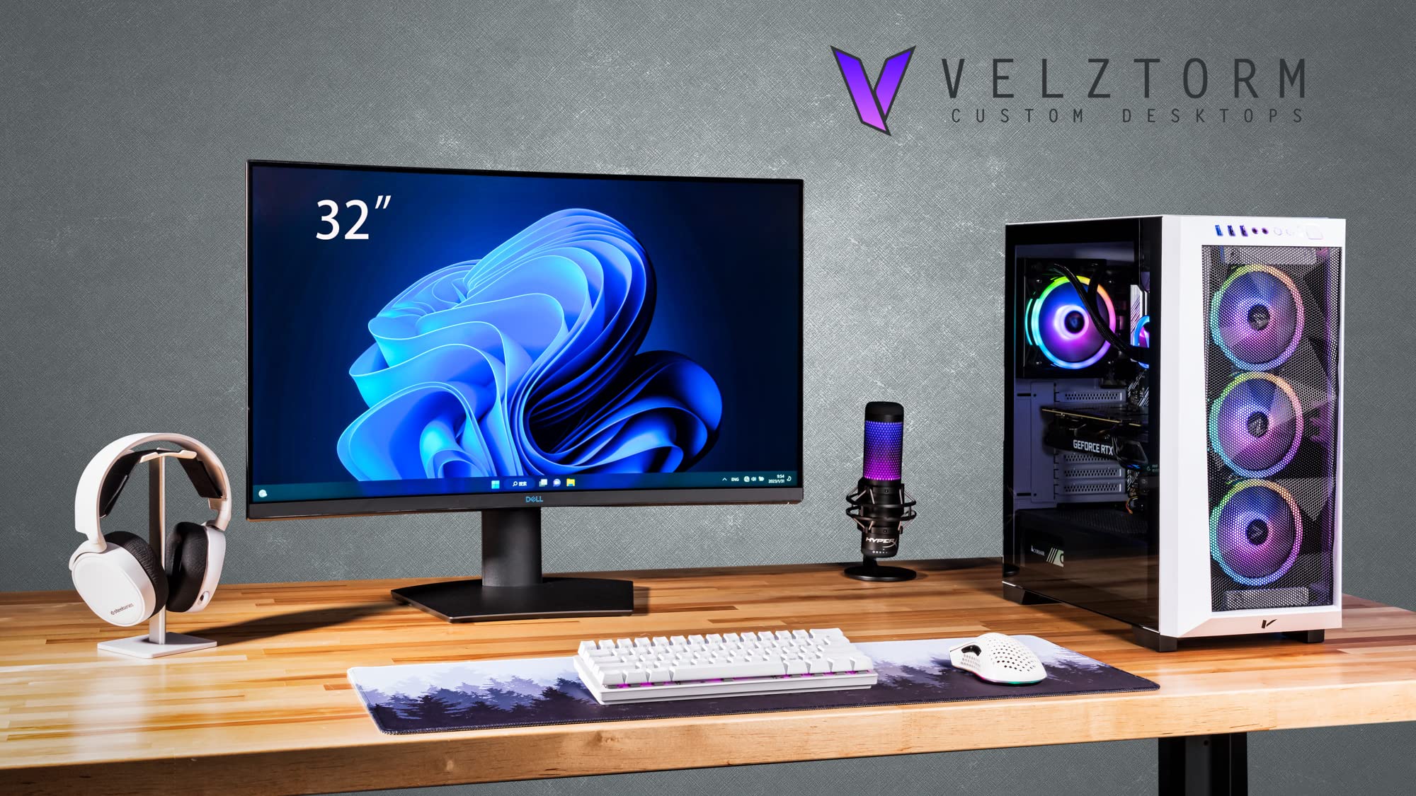 Velztorm White Pilum CTO Gaming Desktop PC Liquid-Cooled (AMD Ryzen 7 5700X 8-Core, GeForce RTX 3080 10GB, 16GB DDR4, 1TB PCIe SSD + 2TB HDD (3.5), RGB Fans, 750W PSU, AC WiFi, BT 5.0, Win11Home)