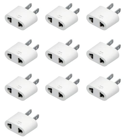 Europe to US Plug Adapter, 10Pcs EU to USA Plug Converter, 10A 1000W Universal Travel Power Converter, Spain Germany France to US Canada Mexico Adapters