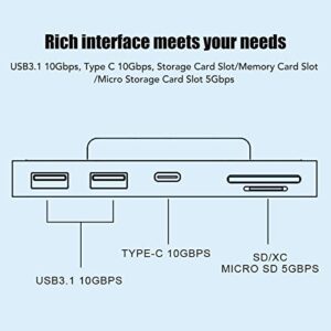 USB C Hub, 6 in 1 USB3.1 GEN2 10Gbps Type C Hub with 1 USB3.1 GEN2, 2 USB A and SD TF Micro SD Card Reader for OS X AIO PC, Multifunctional Docking Station