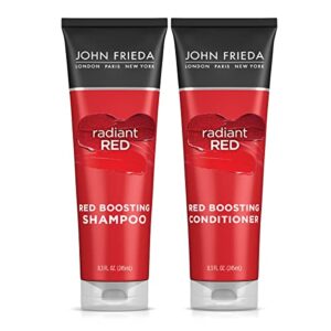 john frieda radiant red shampoo & conditioner bundle, enhancing shampoo & conditioner, helps enhance shades, with pomegranate and vitamin e